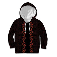 Hawaii Japan Koi Fish Red Kid Hoodie Tapa Pattern - Polynesian Pride