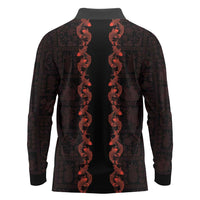 Hawaii Japan Koi Fish Red Long Sleeve Polo Shirt Tapa Pattern LT01 - Polynesian Pride