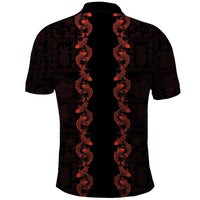 Hawaii Japan Koi Fish Red Polo Shirt Tapa Pattern LT01 - Polynesian Pride