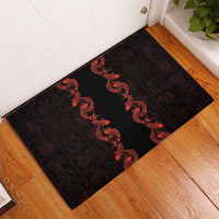 Hawaii Japan Koi Fish Red Rubber Doormat Tapa Pattern LT01 - Polynesian Pride
