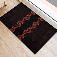 Hawaii Japan Koi Fish Red Rubber Doormat Tapa Pattern LT01 - Polynesian Pride