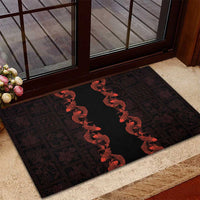 Hawaii Japan Koi Fish Red Rubber Doormat Tapa Pattern LT01 - Polynesian Pride