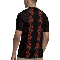 Hawaii Japan Koi Fish Red Rugby Jersey Tapa Pattern LT01 - Polynesian Pride