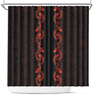 Hawaii Japan Koi Fish Red Shower Curtain Tapa Pattern - Polynesian Pride