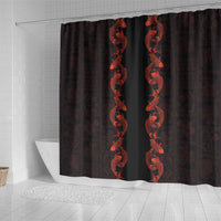 Hawaii Japan Koi Fish Red Shower Curtain Tapa Pattern - Polynesian Pride