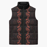 Hawaii Japan Koi Fish Red Sleeveless Puffer Jacket Tapa Pattern LT01 Unisex Red - Polynesian Pride