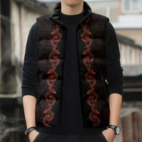 Hawaii Japan Koi Fish Red Sleeveless Puffer Jacket Tapa Pattern LT01 - Polynesian Pride
