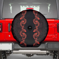 Hawaii Japan Koi Fish Red Spare Tire Cover Tapa Pattern - Polynesian Pride