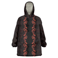 Hawaii Japan Koi Fish Red Wearable Blanket Hoodie Tapa Pattern LT01 One Size Red - Polynesian Pride