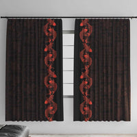 Hawaii Japan Koi Fish Red Window Curtain Tapa Pattern - Polynesian Pride