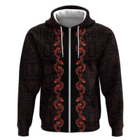 Hawaii Japan Koi Fish Red Zip Hoodie Tapa Pattern LT01 Zip Hoodie Red - Polynesian Pride