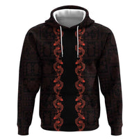 Hawaii Japan Koi Fish Red Zip Hoodie Tapa Pattern LT01 Pullover Hoodie Red - Polynesian Pride