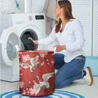 Hawaii Japan Cranes Sakura Flower Red Laundry Basket Japan Heritage Spirit LT01 - Polynesian Pride