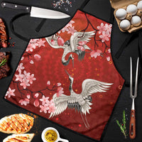 Hawaii Japan Cranes Sakura Flower Red Apron Japan Heritage Spirit LT01 Red - Polynesian Pride