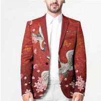 Hawaii Japan Cranes Sakura Flower Red Blazer Japan Heritage Spirit - Polynesian Pride