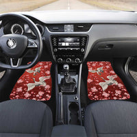 Hawaii Japan Cranes Sakura Flower Red Car Mats Japan Heritage Spirit LT01 Set 2pcs - Front Red - Polynesian Pride