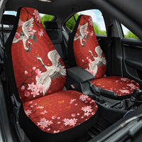 Hawaii Japan Cranes Sakura Flower Red Car Seat Cover Japan Heritage Spirit - Polynesian Pride