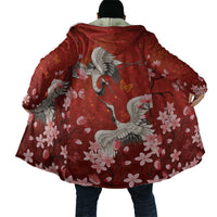 Hawaii Japan Cranes Sakura Flower Red Cloak Japan Heritage Spirit - Polynesian Pride
