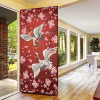 Hawaii Japan Cranes Sakura Flower Red Door Cover Japan Heritage Spirit LT01 - Polynesian Pride