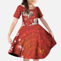 Hawaii Japan Cranes Sakura Flower Red Family Matching Long Sleeve Bodycon Dress and Hawaiian Shirt Japan Heritage Spirit - Polynesian Pride
