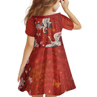 Hawaii Japan Cranes Sakura Flower Red Family Matching Mermaid Dress and Hawaiian Shirt Japan Heritage Spirit - Polynesian Pride