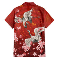 Hawaii Japan Cranes Sakura Flower Red Family Matching Off Shoulder Maxi Dress and Hawaiian Shirt Japan Heritage Spirit - Polynesian Pride