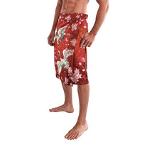 Hawaii Japan Cranes Sakura Flower Red Lavalava Japan Heritage Spirit - Polynesian Pride