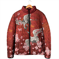 Hawaii Japan Cranes Sakura Flower Red Padded Jacket Japan Heritage Spirit LT01 - Polynesian Pride