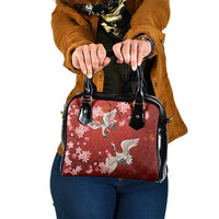 Hawaii Japan Cranes Sakura Flower Red Shoulder Handbag Japan Heritage Spirit LT01 One Size Red - Polynesian Pride