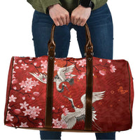 Hawaii Japan Cranes Sakura Flower Red Travel Bag Japan Heritage Spirit - Polynesian Pride