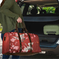 Hawaii Japan Cranes Sakura Flower Red Travel Bag Japan Heritage Spirit - Polynesian Pride
