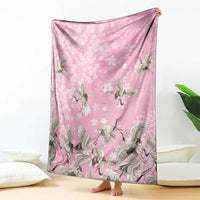 Cranes Sakura Floral Pink Pastel Blanket Hawaii Japan Culture - Polynesian Pride