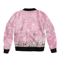 Cranes Sakura Floral Pink Pastel Bomber Jacket Hawaii Japan Culture - Polynesian Pride