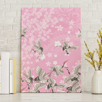 Cranes Sakura Floral Pink Pastel Canvas Wall Art Hawaii Japan Culture LT01 Without Frame Pink - Polynesian Pride