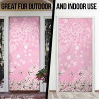 Cranes Sakura Floral Pink Pastel Door Cover Hawaii Japan Culture - Polynesian Pride
