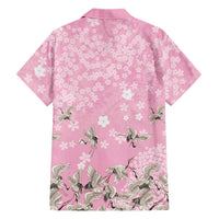 Cranes Sakura Floral Pink Pastel Family Matching Long Sleeve Bodycon Dress and Hawaiian Shirt Hawaii Japan Culture - Polynesian Pride