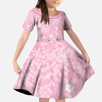 Cranes Sakura Floral Pink Pastel Family Matching Off Shoulder Maxi Dress and Hawaiian Shirt Hawaii Japan Culture - Polynesian Pride