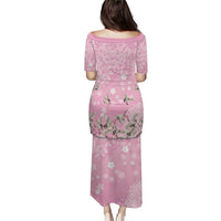 Cranes Sakura Floral Pink Pastel Family Matching Puletasi and Hawaiian Shirt Hawaii Japan Culture - Polynesian Pride