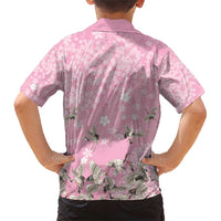 Cranes Sakura Floral Pink Pastel Family Matching Short Sleeve Bodycon Dress and Hawaiian Shirt Hawaii Japan Culture - Polynesian Pride