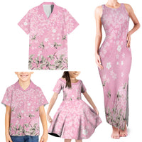 Cranes Sakura Floral Pink Pastel Family Matching Tank Maxi Dress and Hawaiian Shirt Hawaii Japan Culture - Polynesian Pride