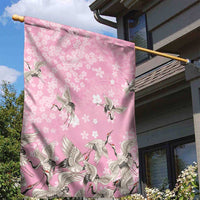 Cranes Sakura Floral Pink Pastel Garden Flag Hawaii Japan Culture - Polynesian Pride