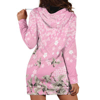 Cranes Sakura Floral Pink Pastel Hoodie Dress Hawaii Japan Culture - Polynesian Pride