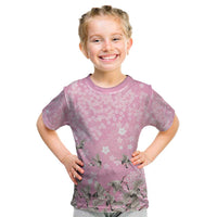 Cranes Sakura Floral Pink Pastel Kid T Shirt Hawaii Japan Culture LT01 Pink - Polynesian Pride