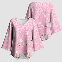 Cranes Sakura Floral Pink Pastel Kimono Sleeve Blouse Hawaii Japan Culture LT01 - Polynesian Pride