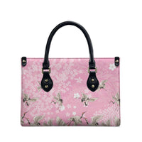 Cranes Sakura Floral Pink Pastel Leather Bag Hawaii Japan Culture - Polynesian Pride