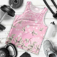 Cranes Sakura Floral Pink Pastel Men Tank Top Hawaii Japan Culture LT01 - Polynesian Pride