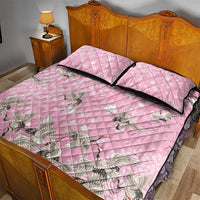 Cranes Sakura Floral Pink Pastel Quilt Bed Set Hawaii Japan Culture - Polynesian Pride