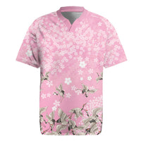 Cranes Sakura Floral Pink Pastel Rugby Jersey Hawaii Japan Culture LT01 Pink - Polynesian Pride