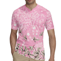 Cranes Sakura Floral Pink Pastel Rugby Jersey Hawaii Japan Culture - Polynesian Pride