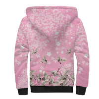 Cranes Sakura Floral Pink Pastel Sherpa Hoodie Hawaii Japan Culture - Polynesian Pride